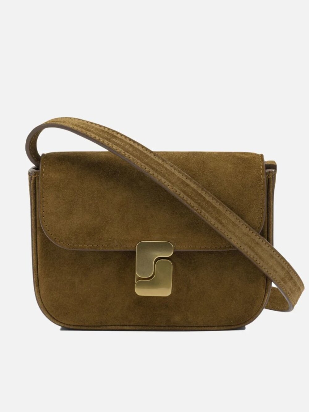 Soeur Bell Small Crossbody Bag Brown Leather Gold Monogram NWT